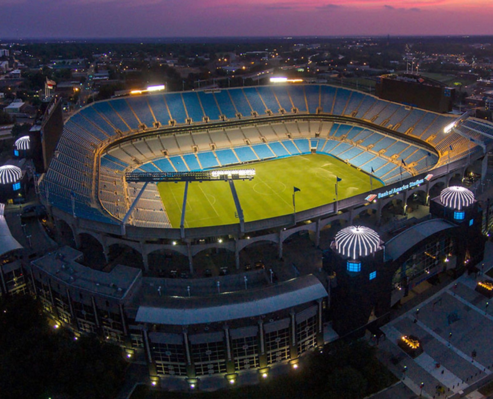 Aerial view of the Bank of America stadium in Charlotte