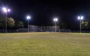 LED Stadium lights at a baseball field
