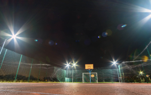 Night time Sports court lit with LED lighting