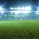 Football stadium, shiny lights, view from field