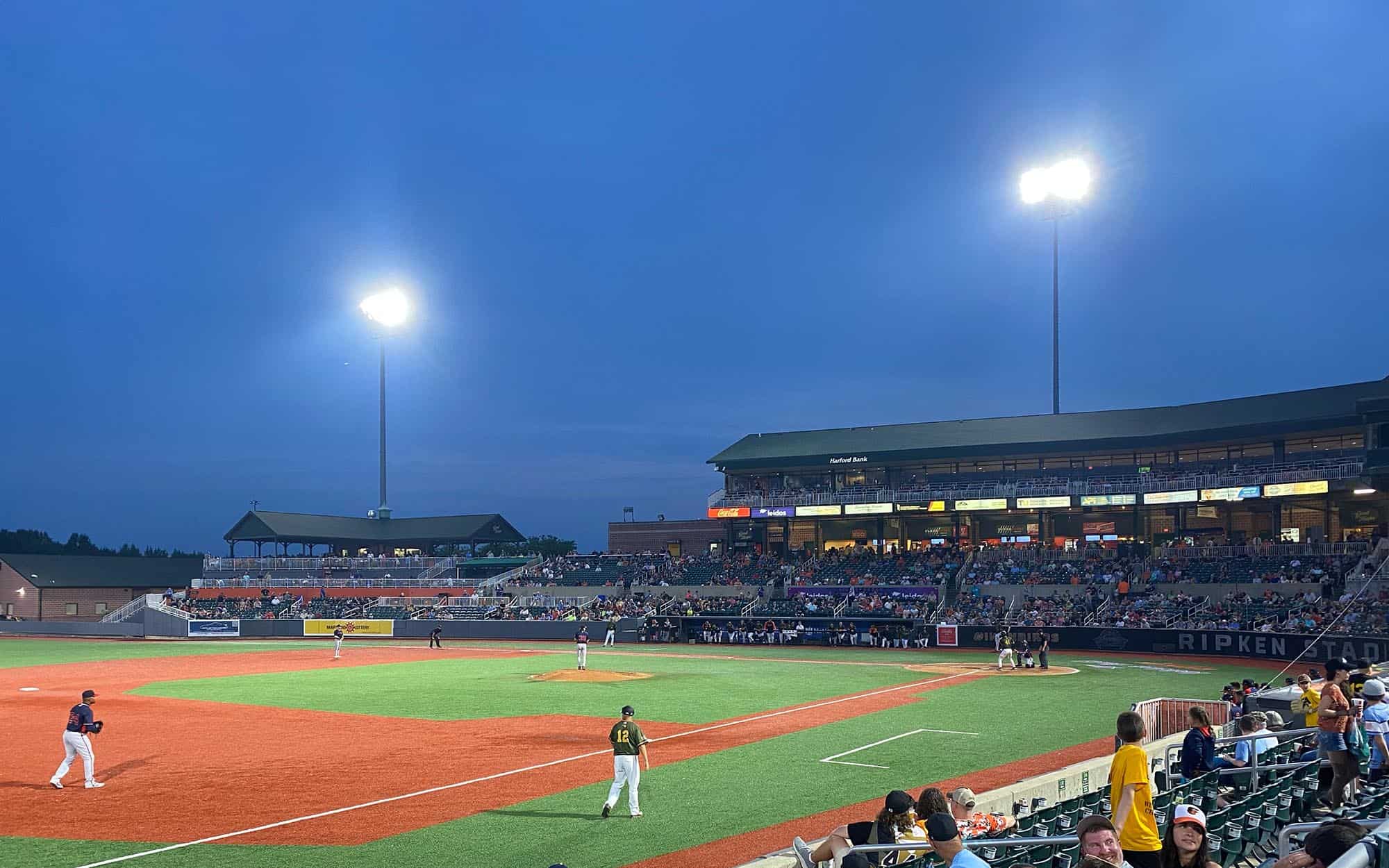 Side view of the Aberdeen Ironbirds Baseball field NGU Sports Lighting