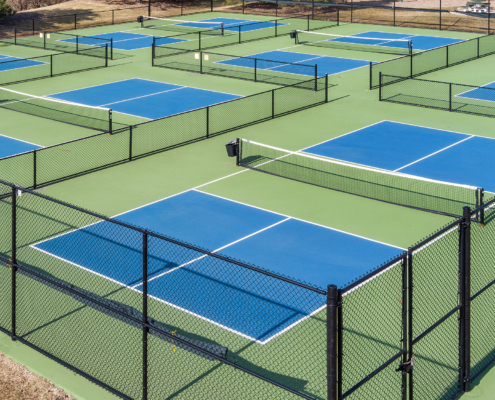 Aerial view of pickleball courts